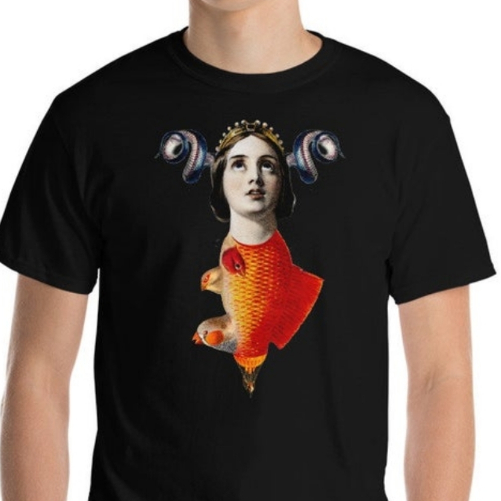 Hello Dali Gold Fish Art Tshirt New